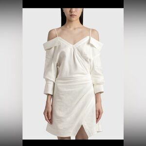 JONATHAN SIMKHAI
 Monrow Draped Texture Off Shoulder Mini Shirt Dress NWOT